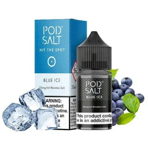 سالت بلوبری یخ پادسالت حجم 30 میلی لیتر نیکوتین 25 میلی گرم/// Pod Salt Blue ICE Nicotine 30ml/25mg