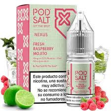 سالت پاد سالت موهیتو تمشک یخ حجم 30 میلی لیتر نیکوتین 25 میلی گرم POD SALT NEXUS FRESH RASPBERRY MOJITO ICE SALT JUICE 30ml/25mg
