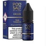 سالت تنباکو خالص پادسالت (ترو توباکو) حجم 30 میلی لیتر نیکوتین 20 میلی گرم//// Pod Salt True Tobacco 30ml/20mg