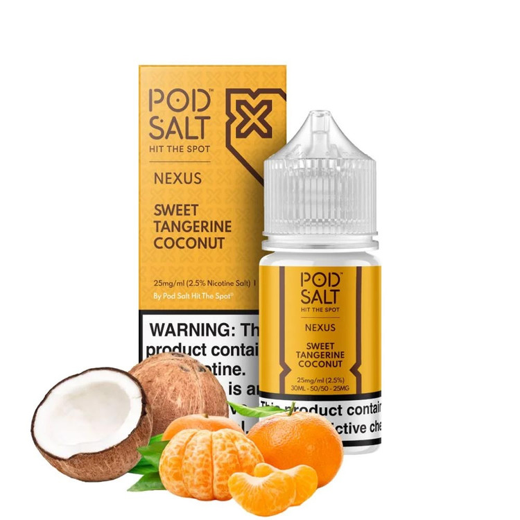 سالت نارنگی شیرین نارگیل پادسالت حجم 30 میلی لیتر نیکوتین 25 میلی گرم/// Pod Salt Sweet Tangerine Coconut 30ml/25mg
