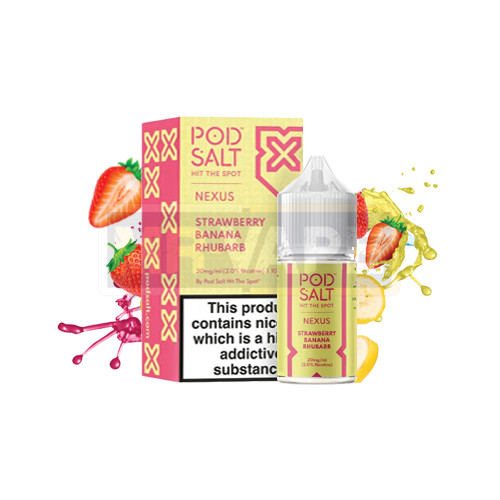 سالت توتفرنگی موز ریواس پادسالت حجم 30 میلی لیتر نیکوتین 25 میلی گرم/// Pod Salt Starwberry Banana Rhubarb 30ml/25mg