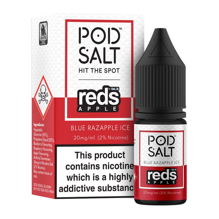 سالت اسموتی تمشک یخ پادسالت حجم 30 میلی لیتر نیکوتین 25 میلی گرم/// Pod Salt Blue RazApple Ice 30ml/25mg