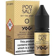 سالت کره بادام زمینی موز پادسالت حجم 30 میلی لیتر نیکوتین 20 میلی گرم/// Pod Salt Peanut Butter Banana Granola (YOGI) 30ml/20mg