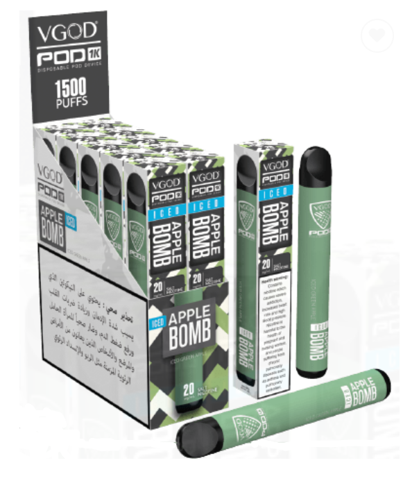 خرید پاد یکبارمصرف 1,000 پاف VGOD سیب سبز یخ
