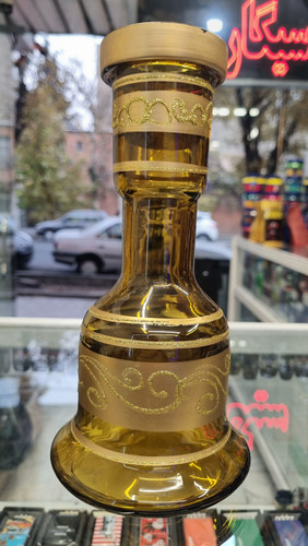 خرید شیشه قلیان طرح دار طلایی