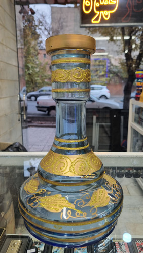 خرید شیشه قلیان طرح دار آبی