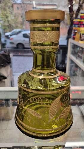 خرید شیشه قلیان طلایی طرح دار