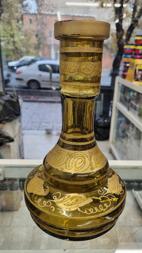 خرید شیشه قلیان طلایی طرح دار