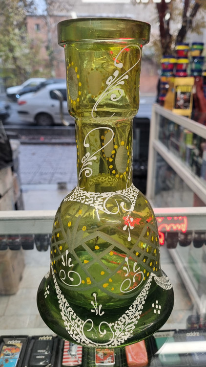 خرید شیشه قلیان سبز طرح دار