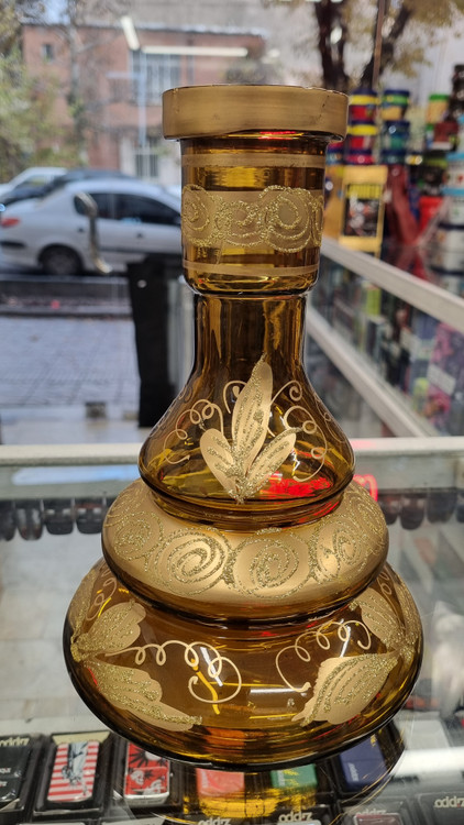 خرید شیشه قلیان طلایی طرح دار