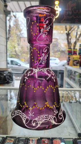 خرید شیشه قلیان بنفش طرح دار