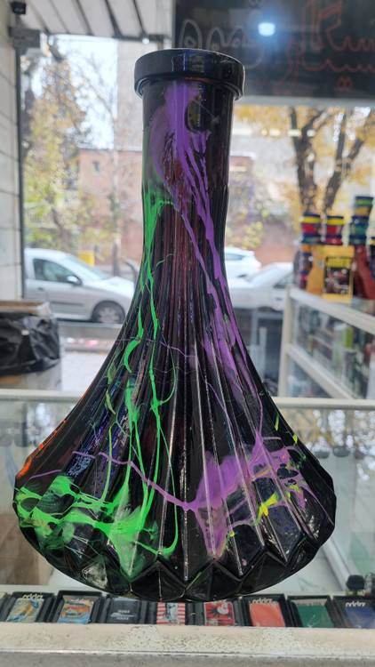 خرید شیشه قلیان مشکی طرح دار