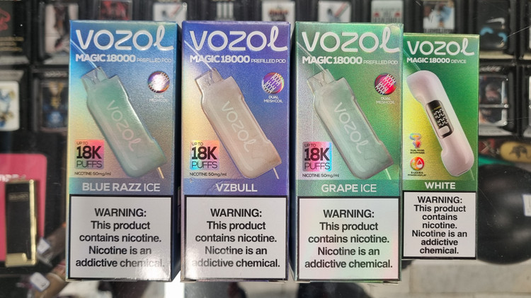 خرید یکبارمصرف 54000 پاف سه طعمی بلوبری تمشک یخ , انرژی زا و انگور یخ وزول