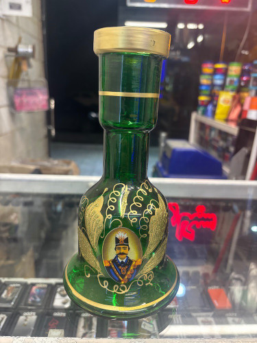 خرید شیشه قلیان سبز طرح دار