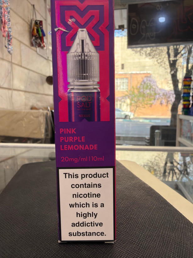 سالت لیموناد صورتی و بنفش پادسالت حجم 10 میلی لیتر نیکوتین 20 میلی گرم/// Pod Salt Pink Purple Lemonade 10ml/20mg
