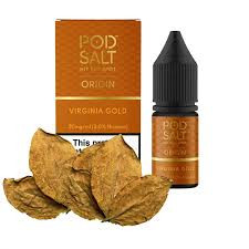 سالت پاد سالت تنباکو ویرجینیا حجم 10 میلی لیتر نیکوتین 20 میلی گرم/// POD SALT ORIGIN VIRGINIA GOLD SALT JUICE 10ml/20mg